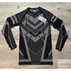 SuperX NWT Long Sleeve L Compression Shirt Black Gray Performance